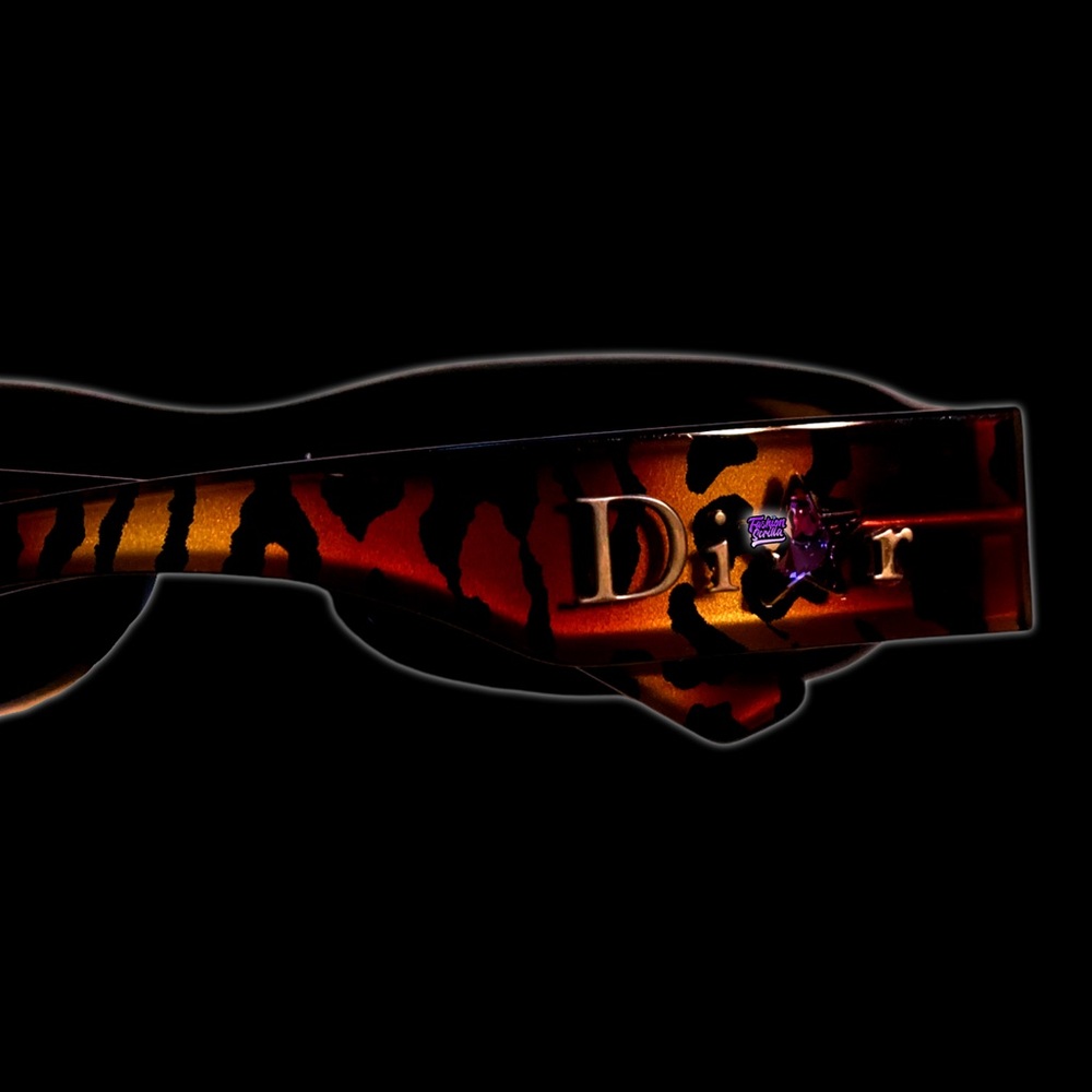 Dior Vintage By John Galliano Leopard 3D Holographic Diamanté Gambler Sunglasses - Picture 15 of 16